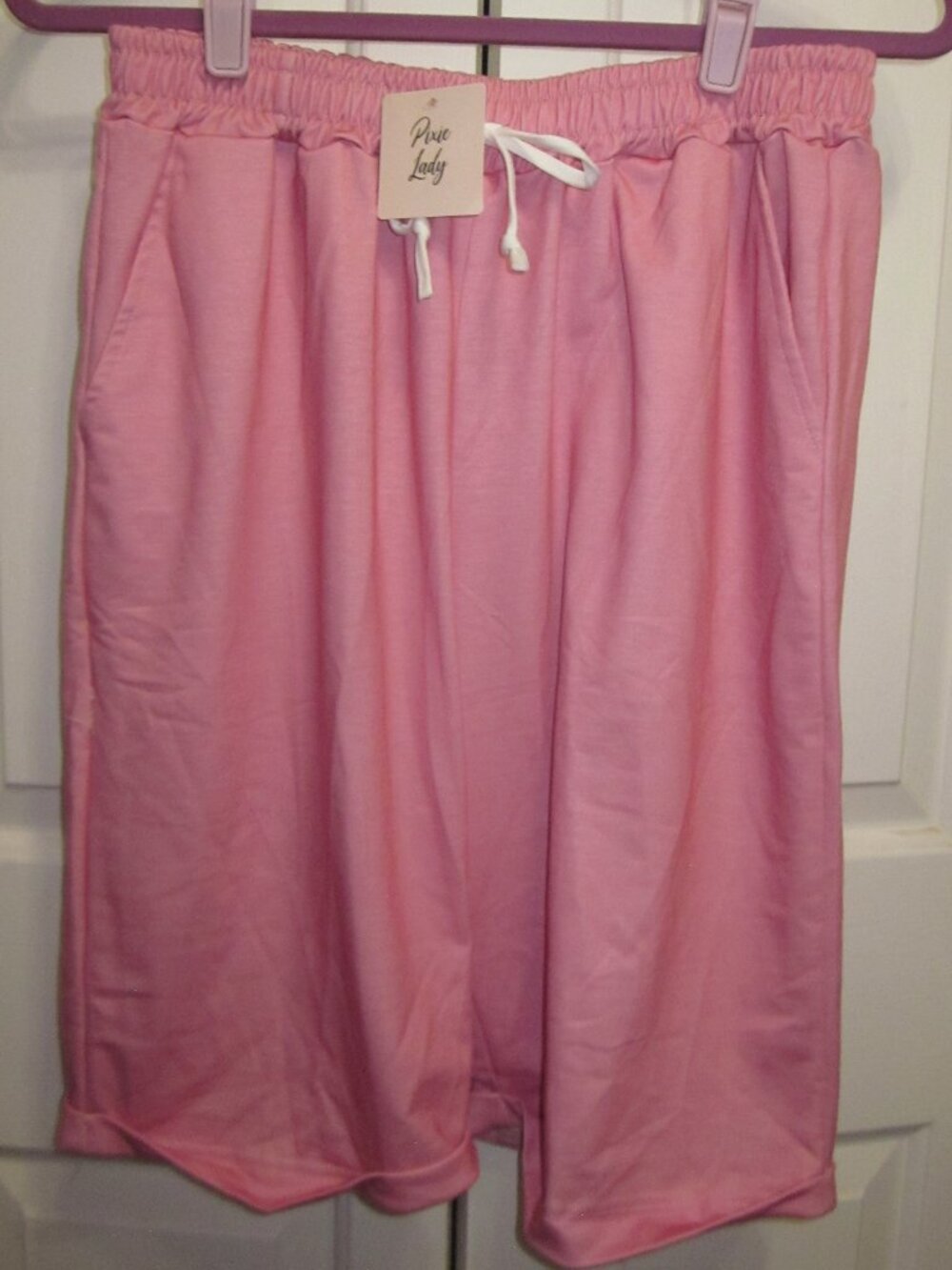 NWT Pixie Lady Pink Knit Bermuda Shorts Sz L